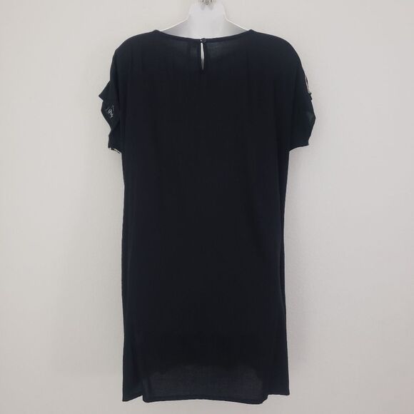 Gibson Latimer Shift Dress Medium Black Embroidered Boho Western Summer Casual - Picture 7 of 9